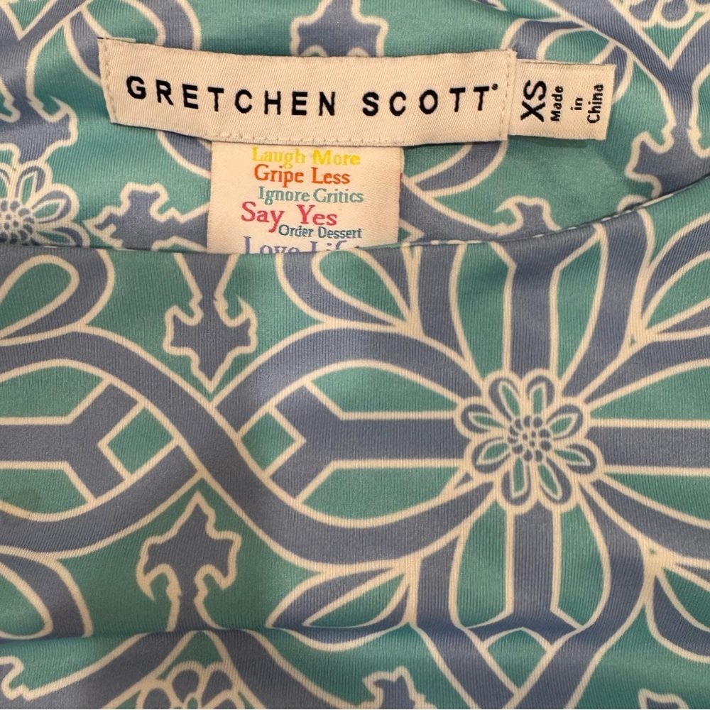 Gretchen Scott Elegant Blue Patterned Sleeveless … - image 4